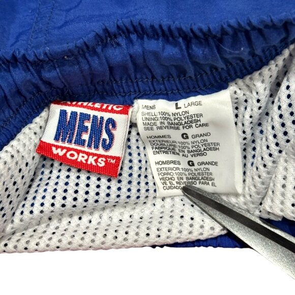 Vintage 90s Athletic Works Swim Trunks Shorts Size L Red White Blue Drawstring - Picture 3 of 4
